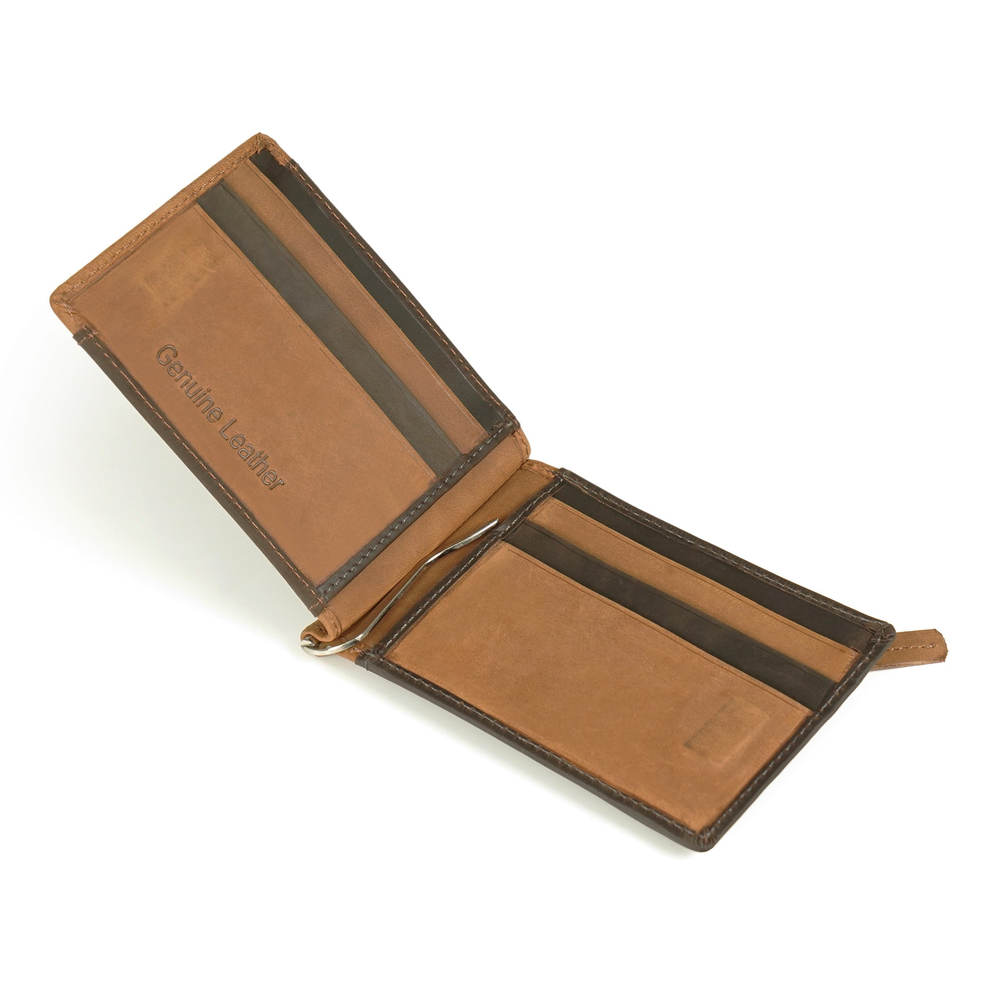 Gilmore Oak RENO Brown Genuine Leather  Money Clip Wallet for Men