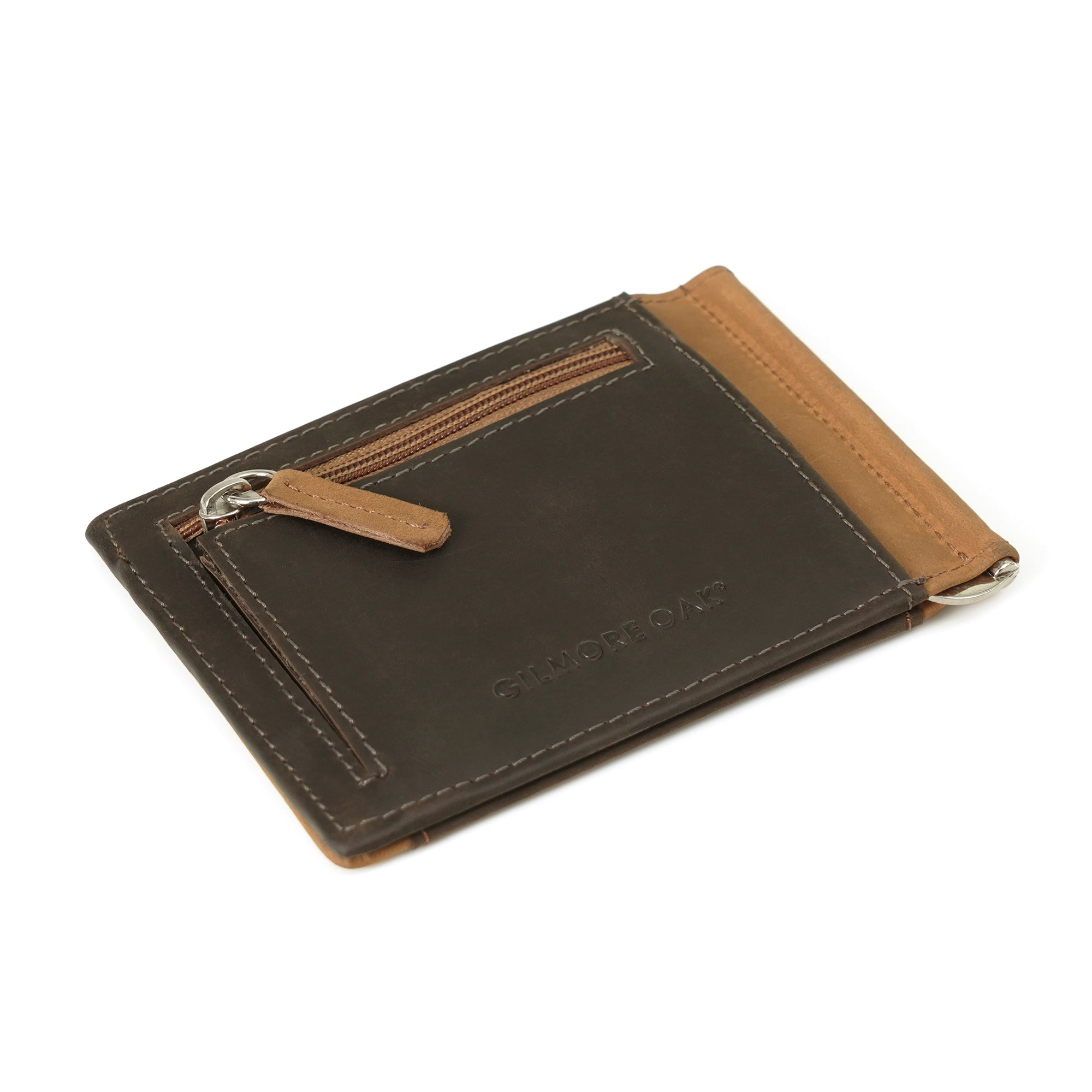 Gilmore Oak RENO Brown Genuine Leather  Money Clip Wallet for Men