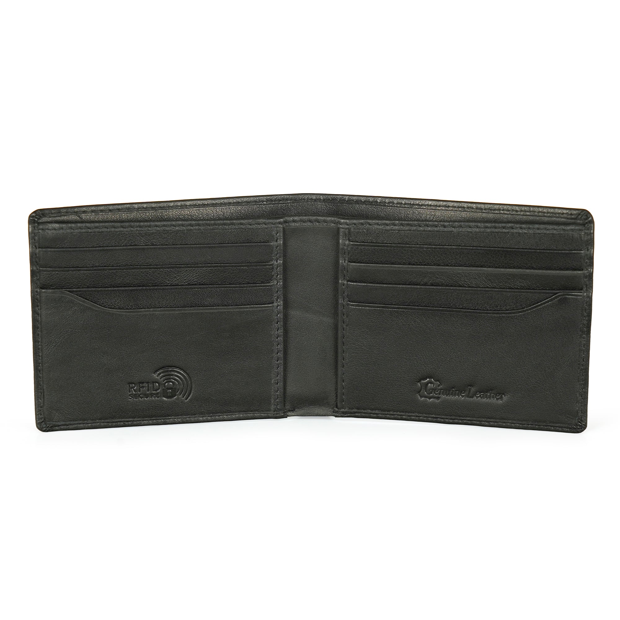 Hidex Bifold Men RFID Secure Wallet with 8 Card Slots Genuine Leather