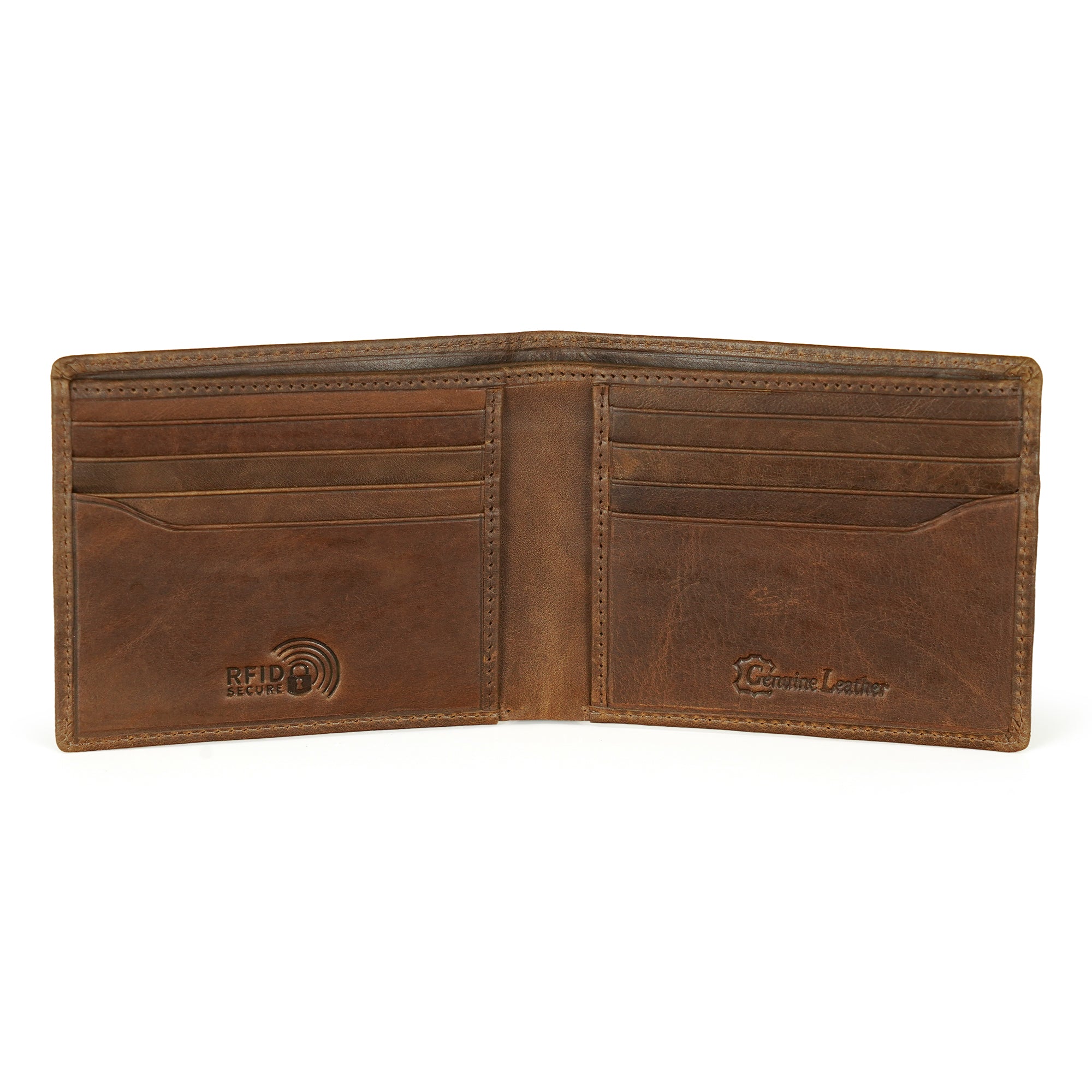 Hidex Bifold Men RFID Secure Wallet with 8 Card Slots Genuine Leather